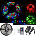 Kit de luces LED Strip 3528 Luz multicolor RGB no impermeable, Flexible 300 Leds con 44 Remote Remote Power Adapter